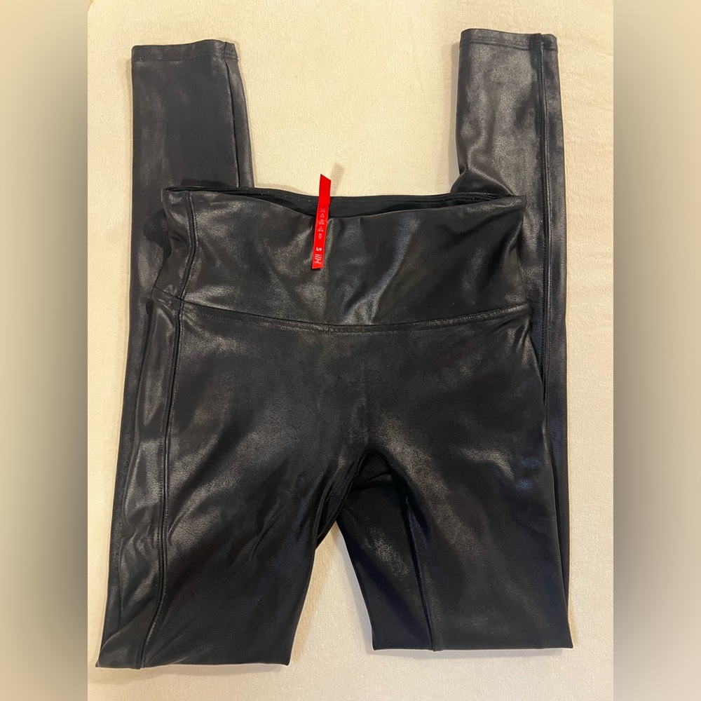 SPANX Shiny Black Faux Leather Leggings